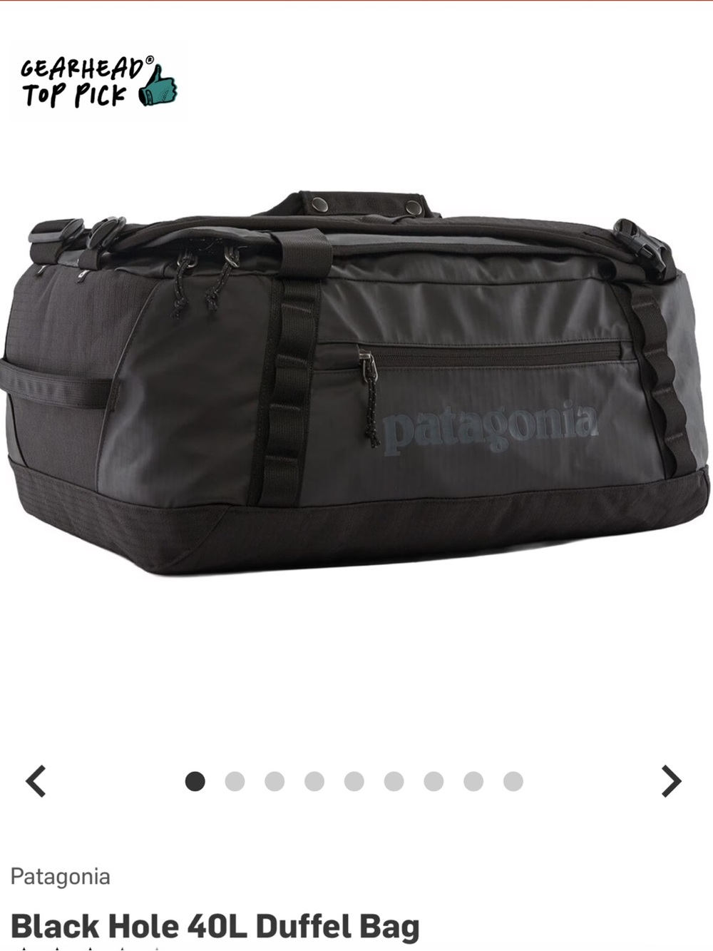 Patagonia black hole 40L duffel. EUC